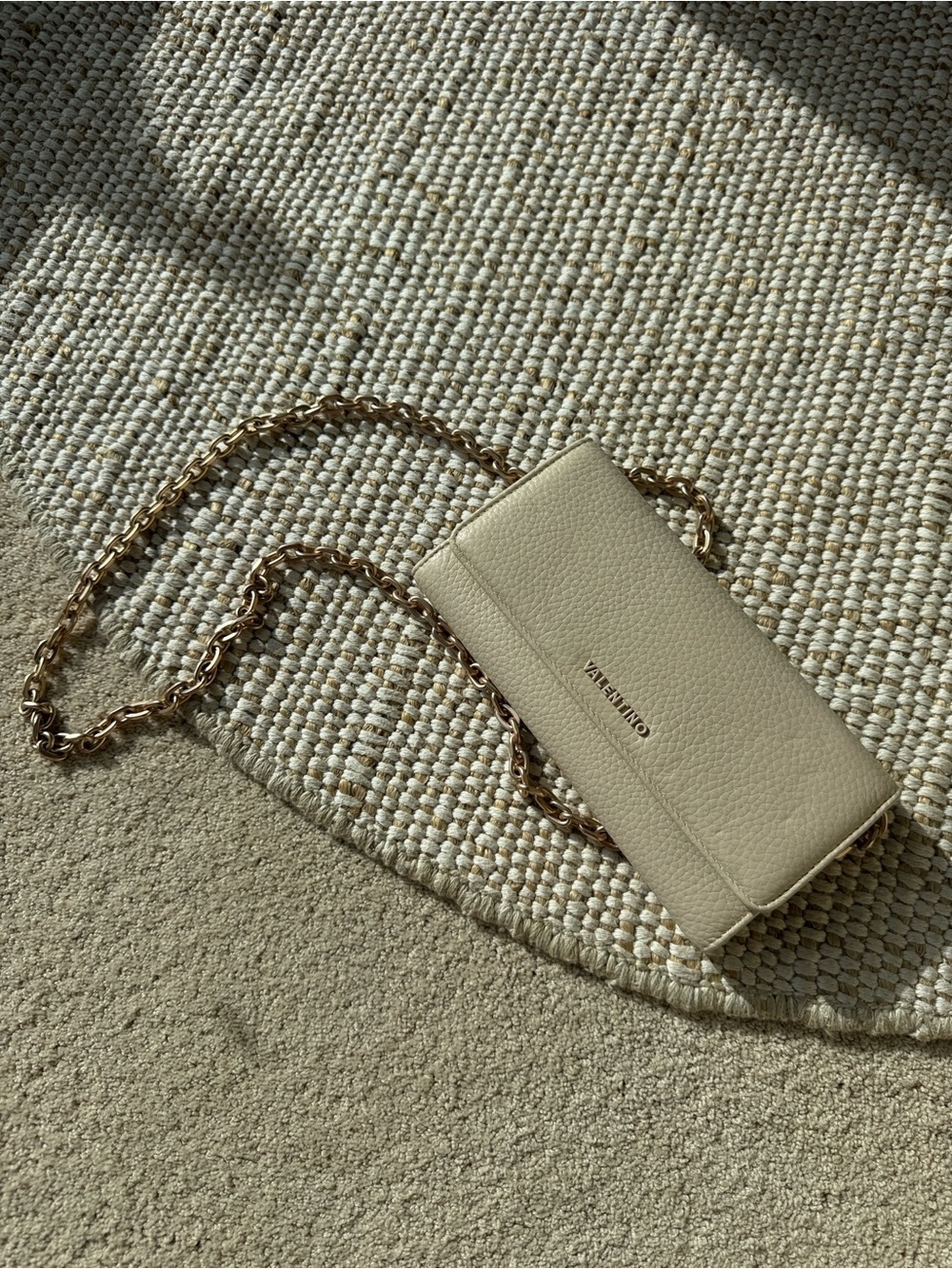 Valentino Cream Leather Chain Shoulder Bag